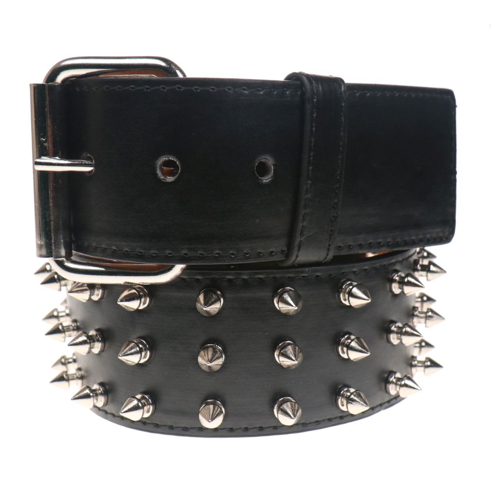 Bullet 69 Funky Punk - 3 Row Spikes 51 mm Riem - Zwart